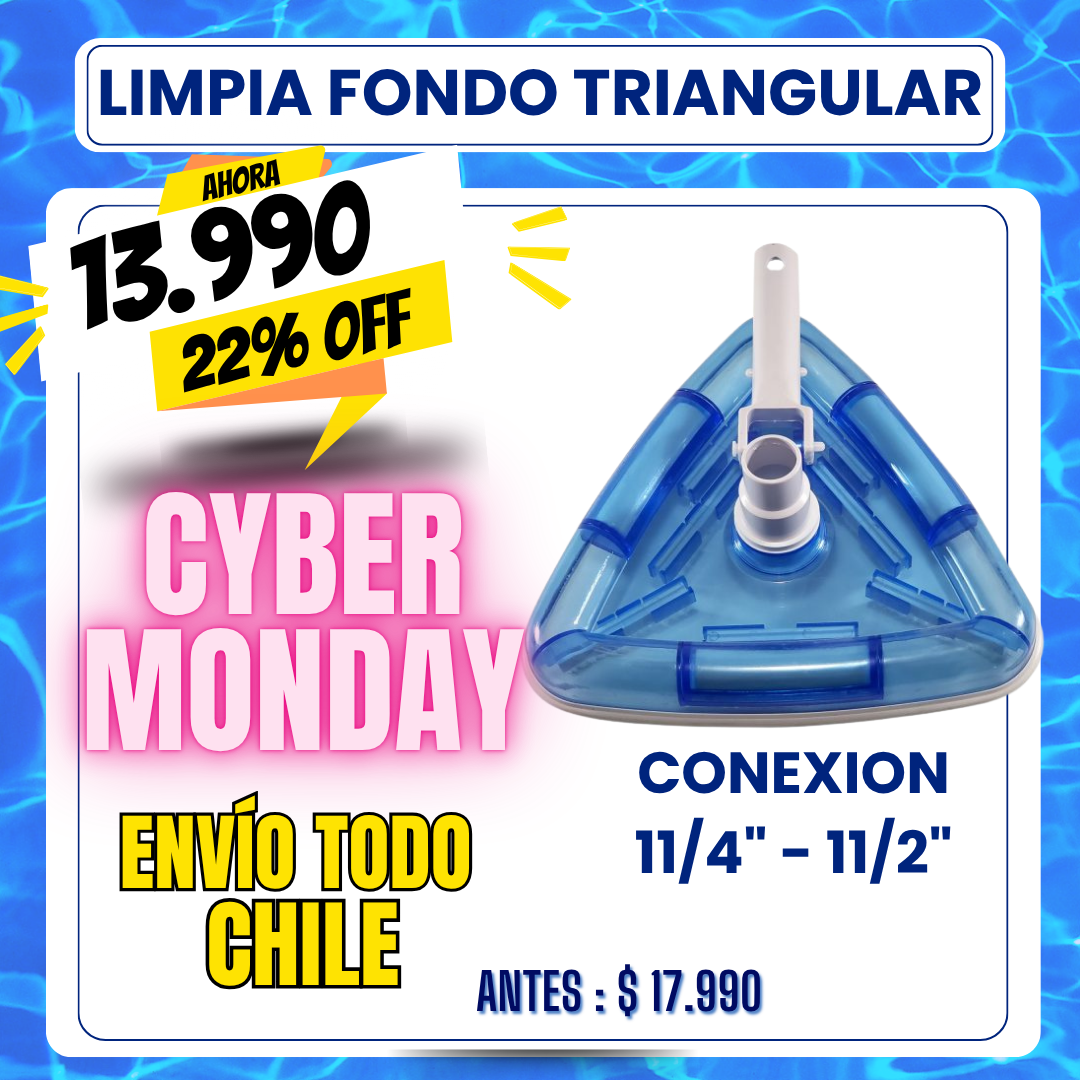 Limpia fondo piscina triangular con cepillo 11/4" - 11/2" - 22% OFF