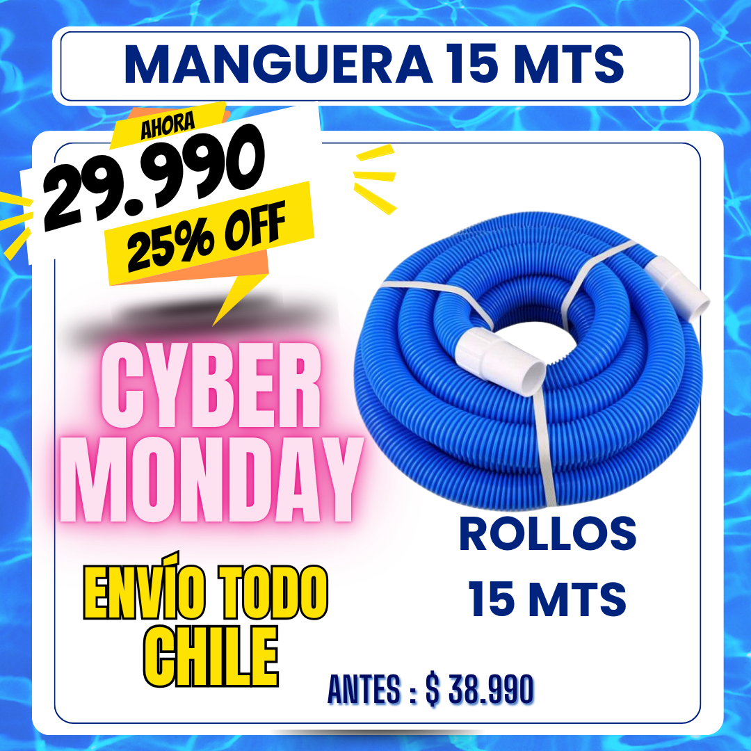 Manguera piscina PVC 15 mts - 25% OFF