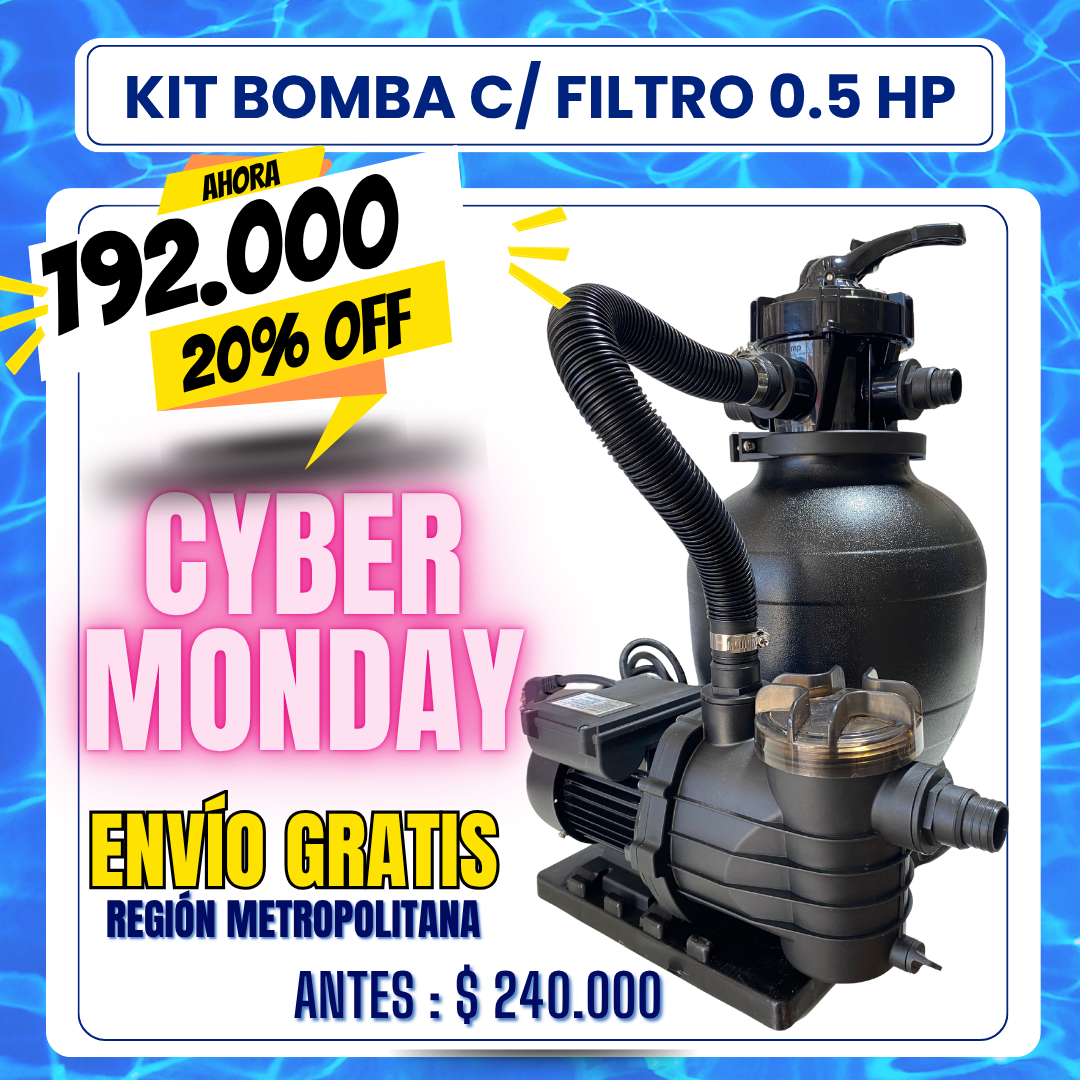 Kit bomba 0.5 HP con filtro para PISCINA ESTRUCTURAL - 20% OFF