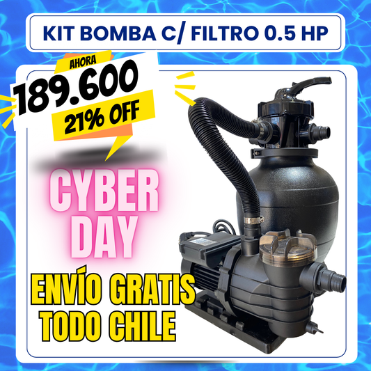 Kit bomba 0.5 HP con filtro para PISCINA ESTRUCTURAL