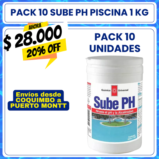 PACK 10 Sube PH piscina 1 kg