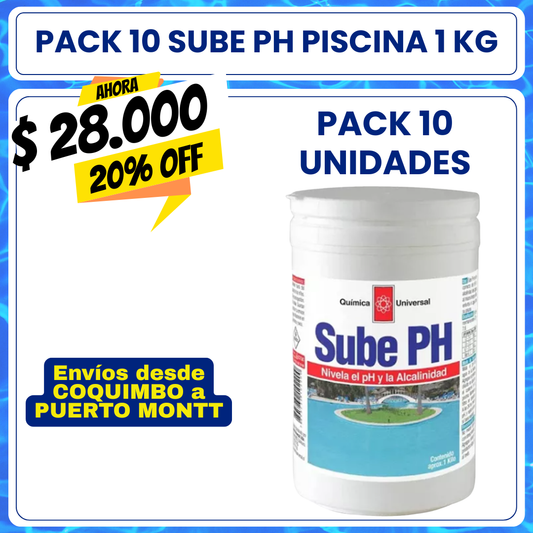 PACK 10 Sube PH piscina 1 kg