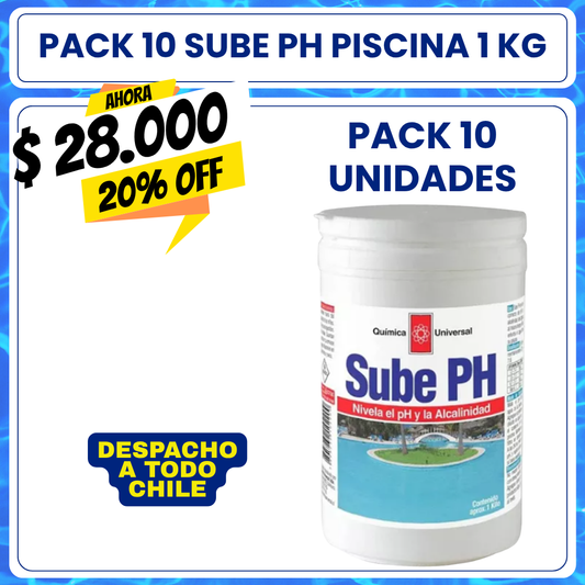 PACK 10 Sube PH piscina 1 kg