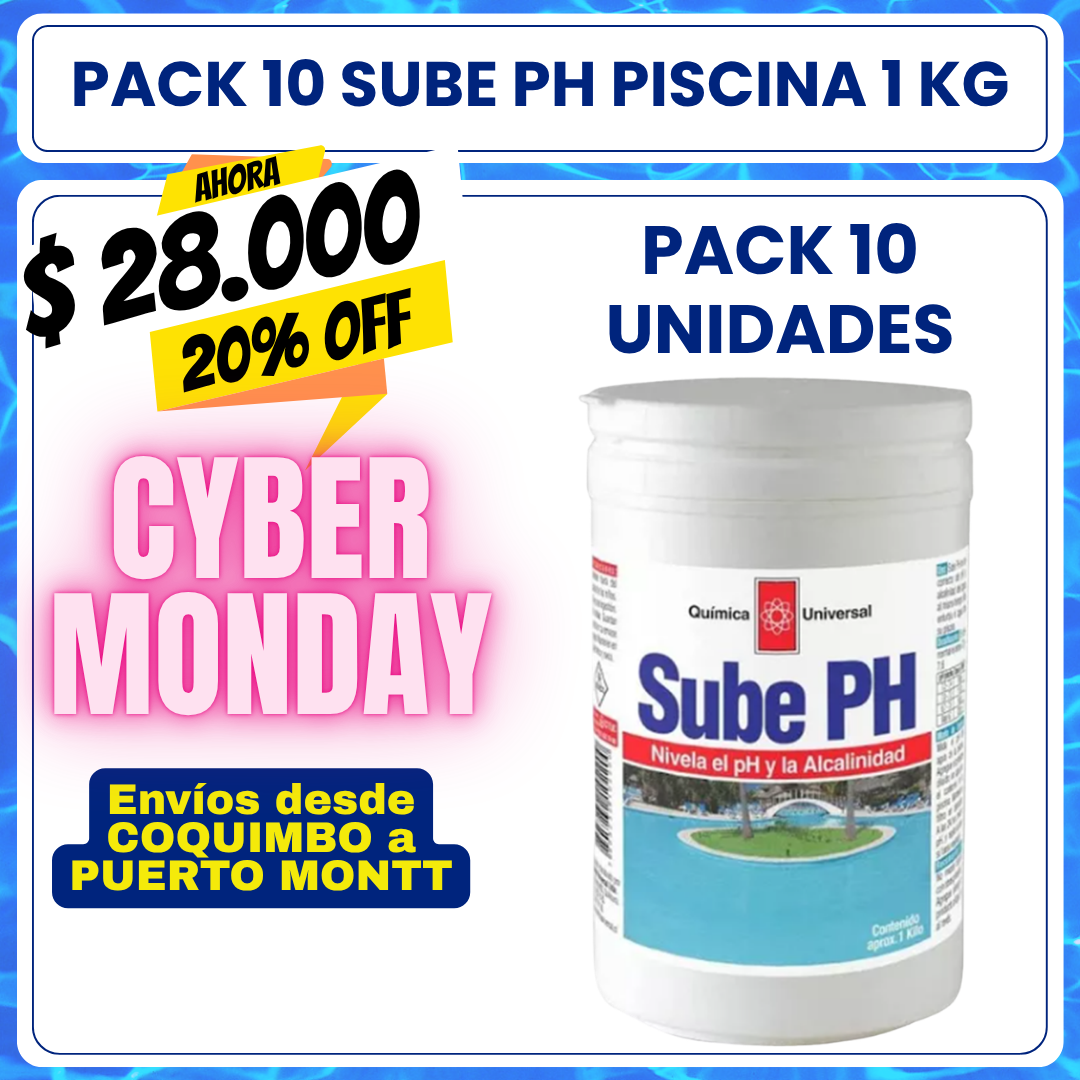 PACK 10 Sube PH piscina 1 kg