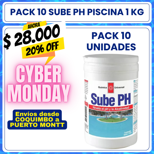 PACK 10 Sube PH piscina 1 kg