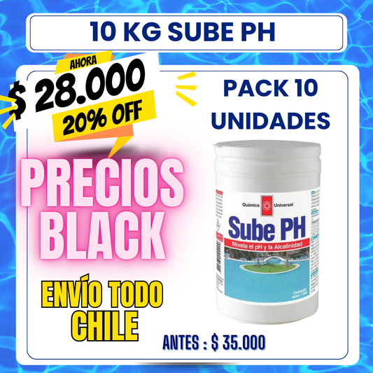PACK 10 Sube PH piscina 1 kg - 20% OFF