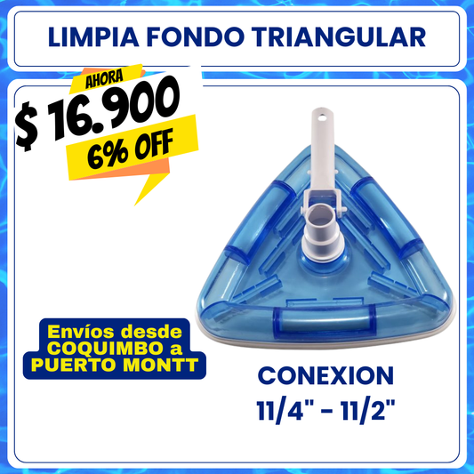 Limpia fondo piscina triangular con cepillo 11/4" - 11/2"