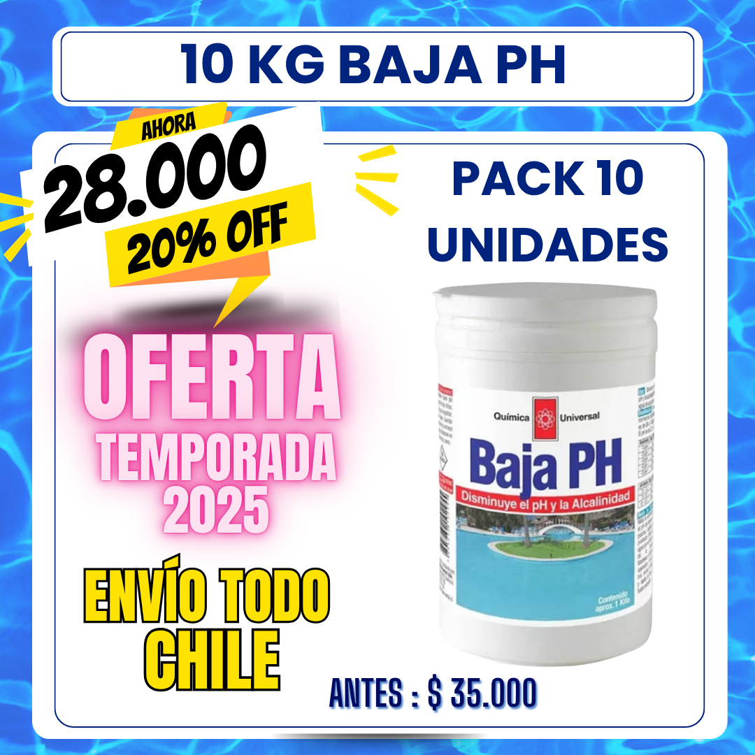 PACK 10 Baja PH piscina 1 kg - 20% OFF