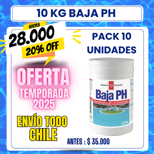PACK 10 Baja PH piscina 1 kg - 20% OFF