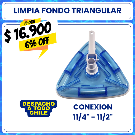 Limpia fondo piscina triangular con cepillo 11/4" - 11/2"