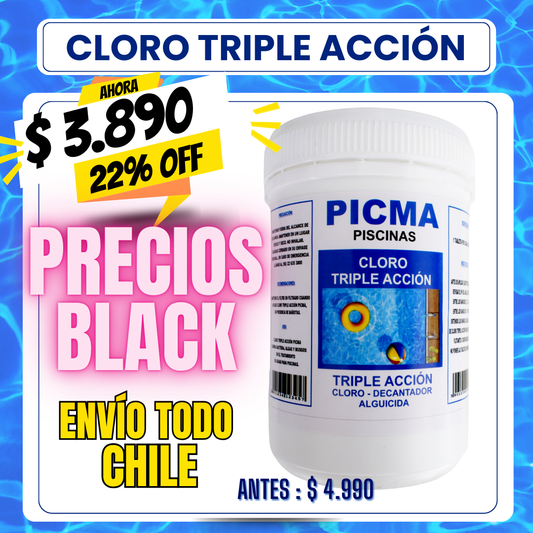 Cloro piscina triple acción 1 kg - 22% OFF