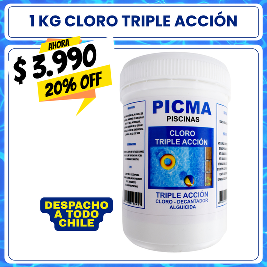 Cloro piscina triple acción 1 kg