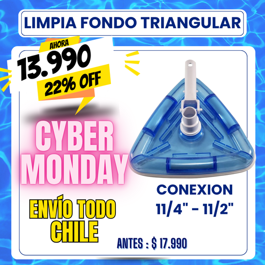Limpia fondo piscina triangular con cepillo 11/4" - 11/2" - 22% OFF