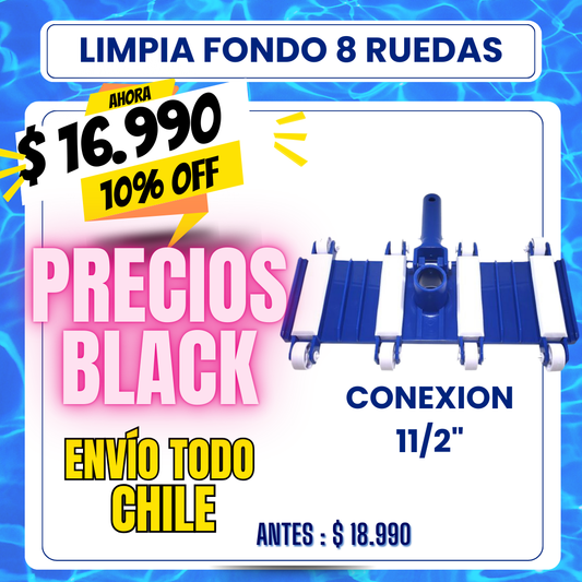 Limpia fondo piscina 8 ruedas 11/2" - 10% OFF