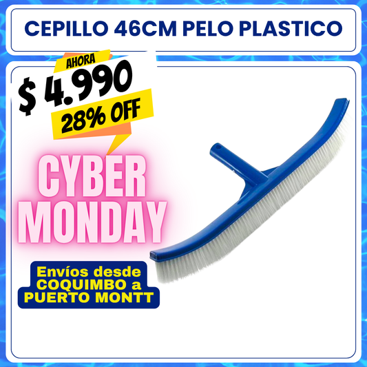 Cepillo piscina plástico pelos polietileno 46cm