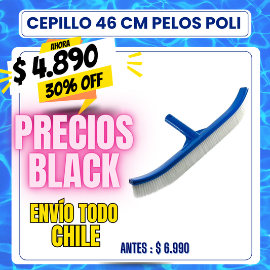 Cepillo piscina plástico pelos polietileno 46cm - 30% OFF