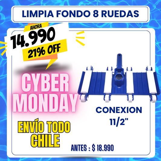 Limpia fondo piscina 8 ruedas 11/2" - 21% OFF