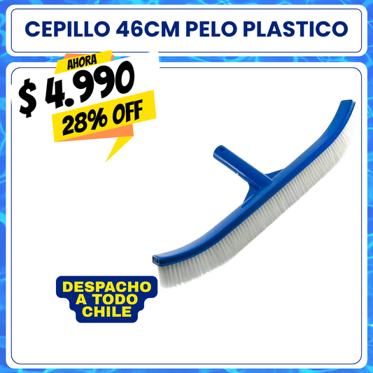 Cepillo piscina plástico pelos polietileno 46cm