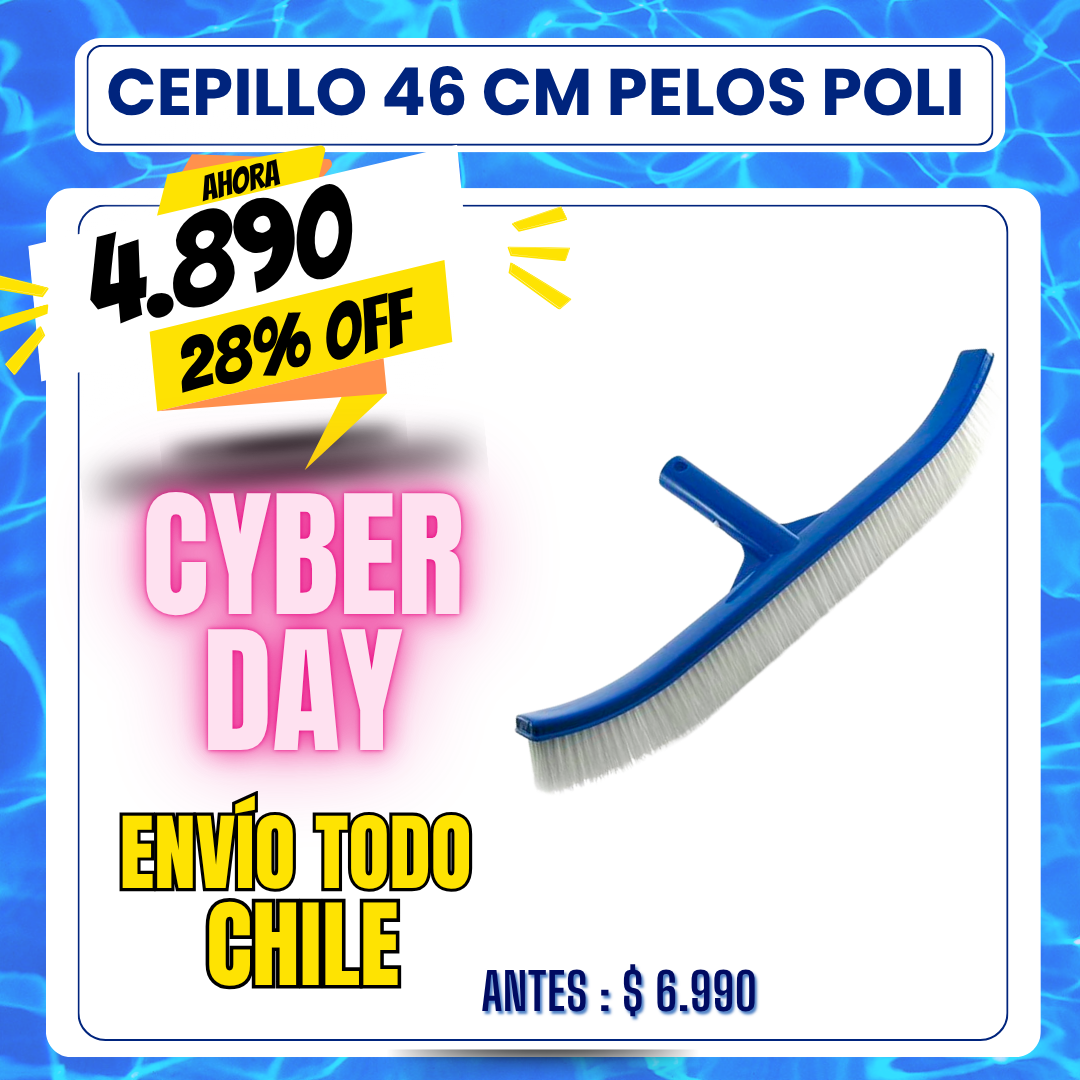 Cepillo piscina plástico pelos polietileno 46cm