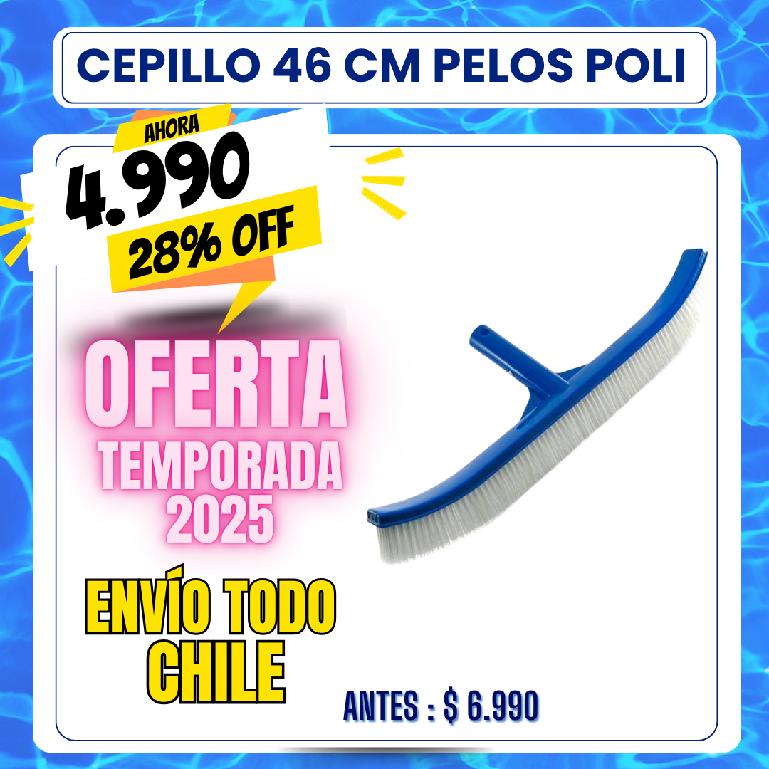 Cepillo piscina plástico pelos polietileno 46cm - 28% OFF