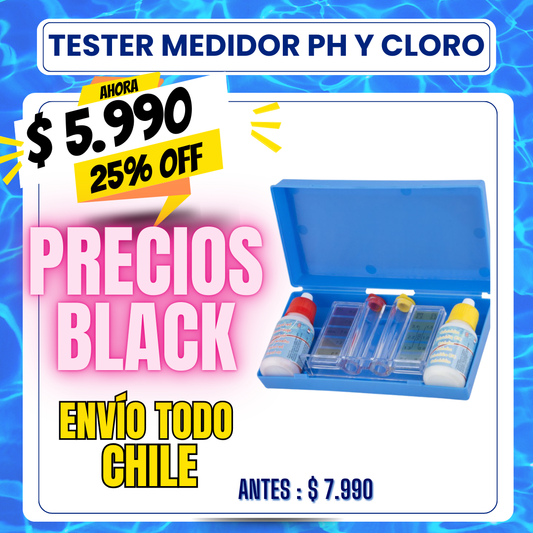 Tester para piscina medidor de cloro y PH - 25% OFF