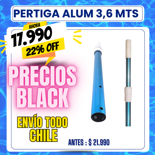 Pértiga piscina telescópica 1.8 a 3.6 mts - 22% OFF