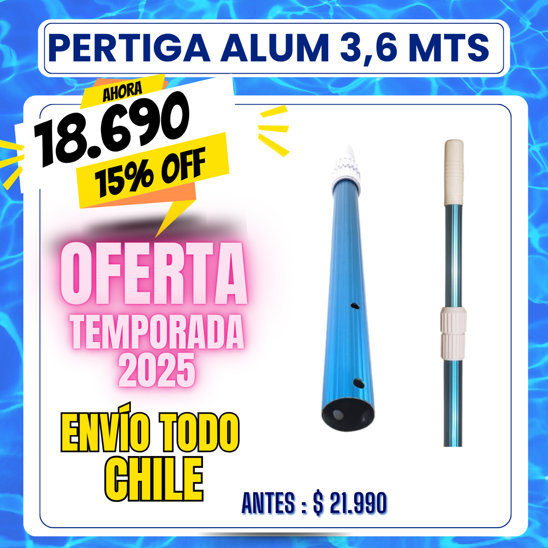 Pértiga piscina telescópica 1.8 a 3.6 mts - 15% OFF