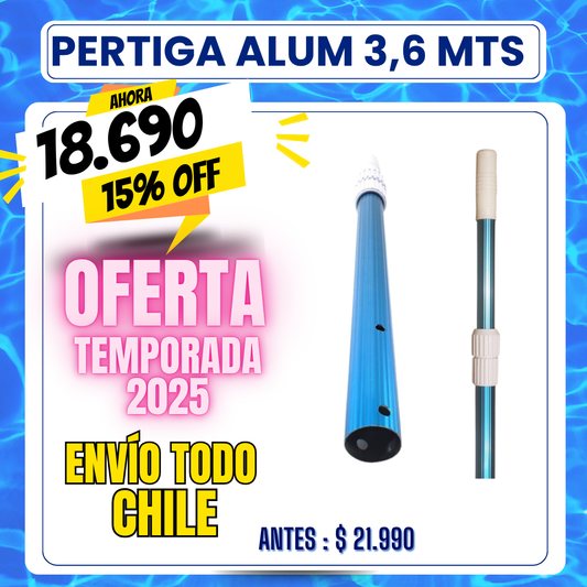 Pértiga piscina telescópica 1.8 a 3.6 mts - 15% OFF