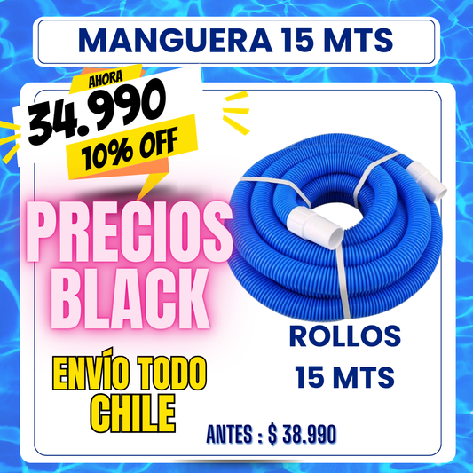Manguera piscina PVC 15 mts - 10% OFF