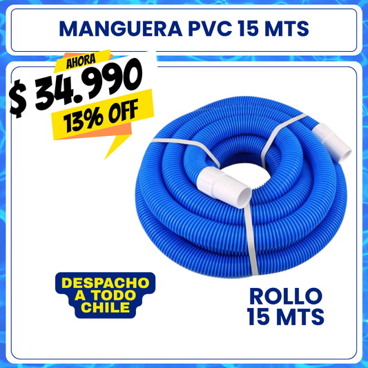 Manguera piscina PVC 15 mts