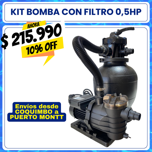 Kit bomba 0.5 HP con filtro para PISCINA ESTRUCTURAL