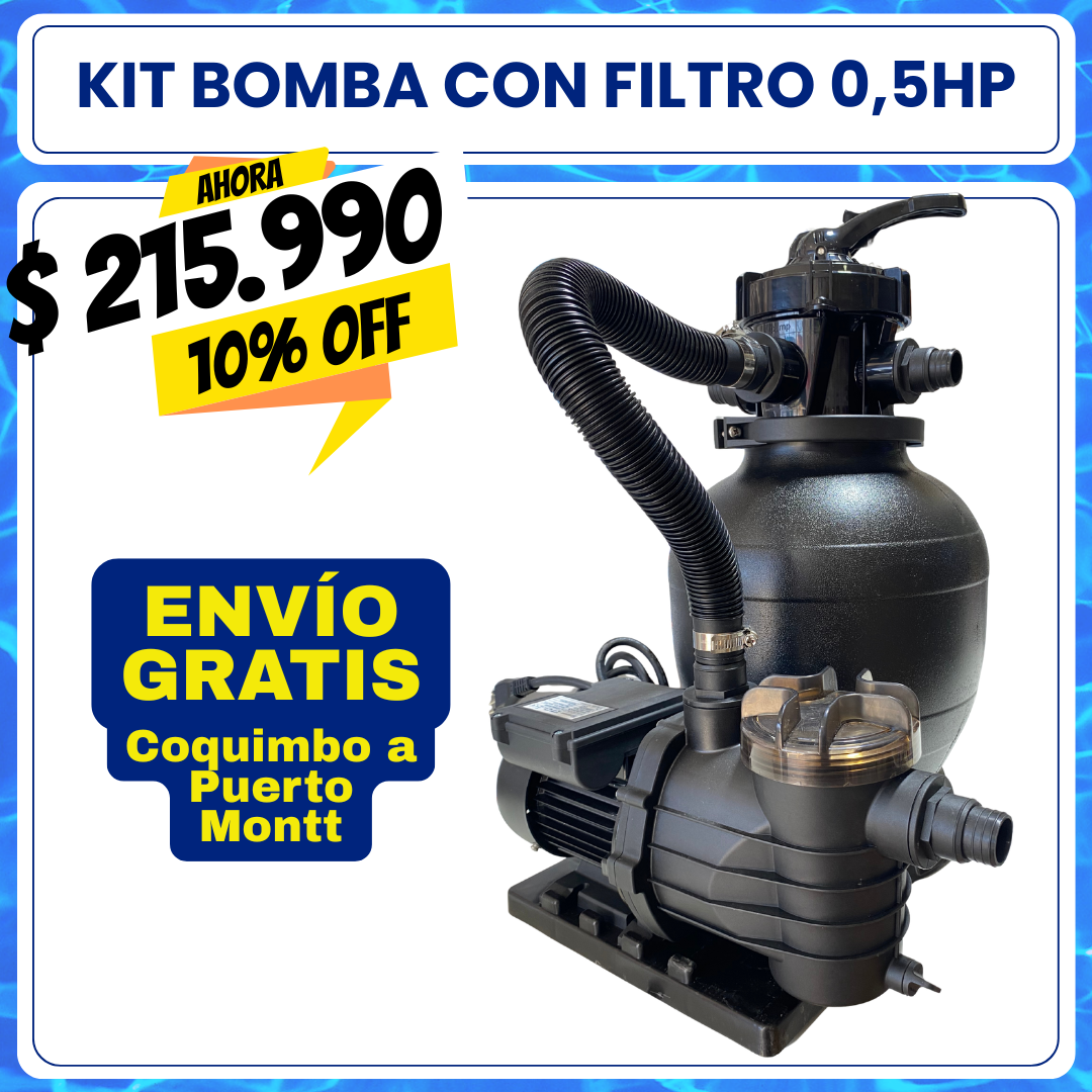 Kit bomba 0.5 HP con filtro para PISCINA ESTRUCTURAL