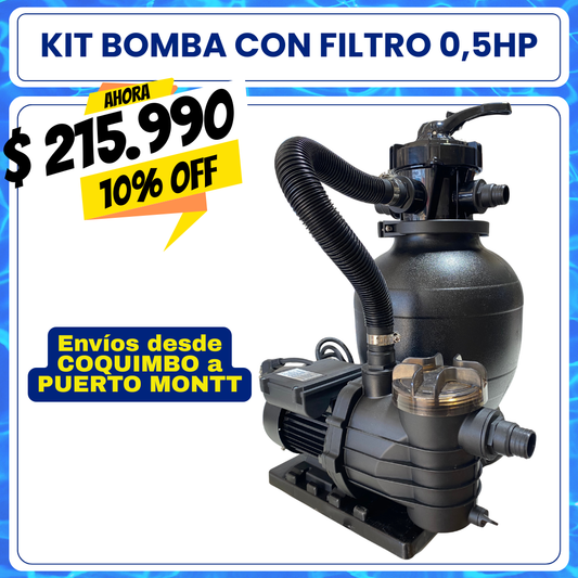 Kit bomba 0.5 HP con filtro para PISCINA ESTRUCTURAL
