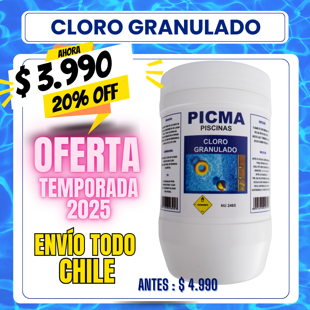 Cloro piscina granulado 1 kg - 20% OFF