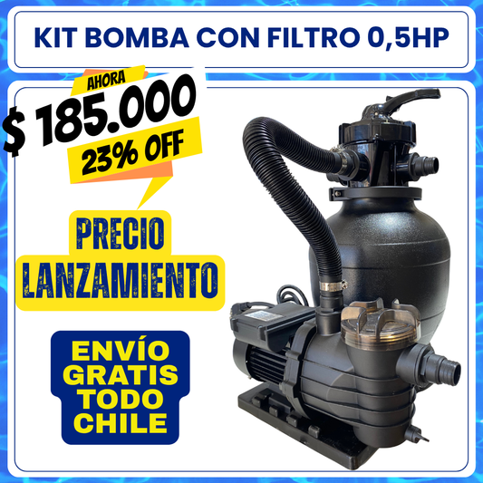 Kit bomba 0.5 HP con filtro para PISCINA ESTRUCTURAL