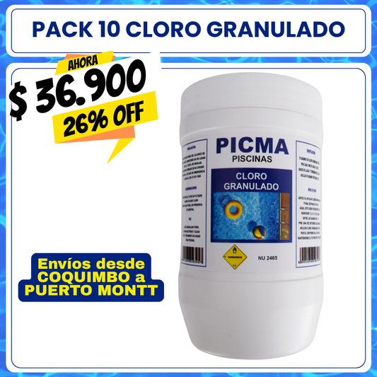 PACK 10 Cloro piscina granulado 1 kg