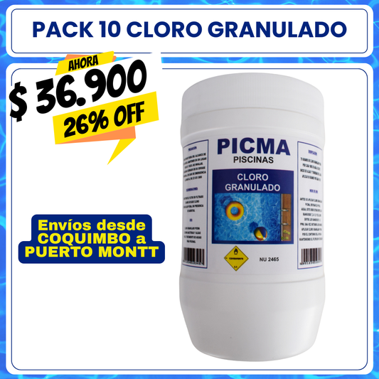 PACK 10 Cloro piscina granulado 1 kg