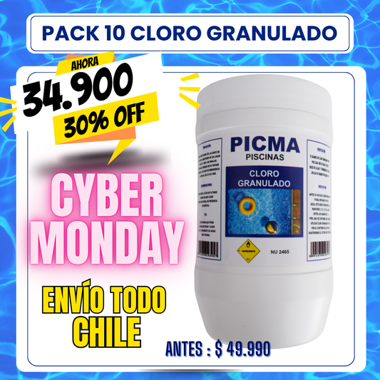 PACK 10 Cloro piscina granulado 1 kg - 30% OFF