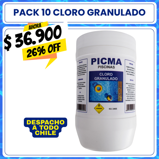 PACK 10 Cloro piscina granulado 1 kg