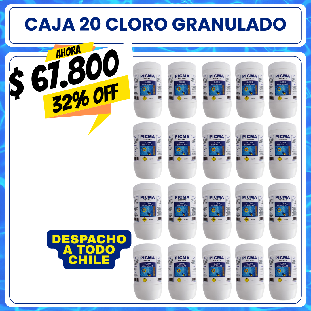 CAJA 20 KG Cloro piscina granulado 1 kg