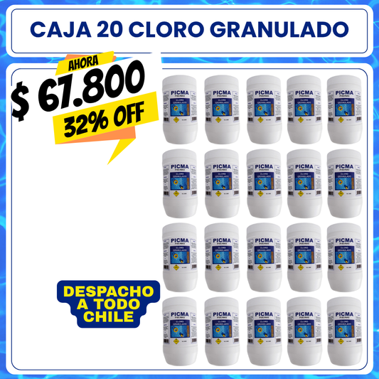 CAJA 20 KG Cloro piscina granulado 1 kg