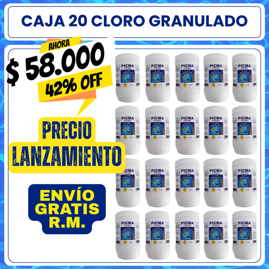 CAJA 20 KG Cloro piscina granulado 1 kg