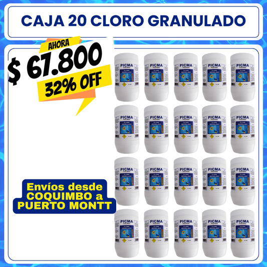 CAJA 20 KG Cloro piscina granulado 1 kg