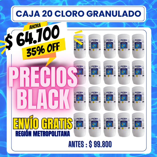 CAJA 20 KG Cloro piscina granulado 1 kg - 35% OFF