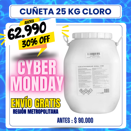 Cloro piscina granulado cuñeta 25 kg - 30% OFF