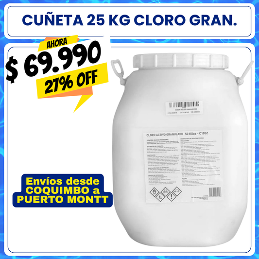 Cloro piscina granulado cuñeta 25 kg