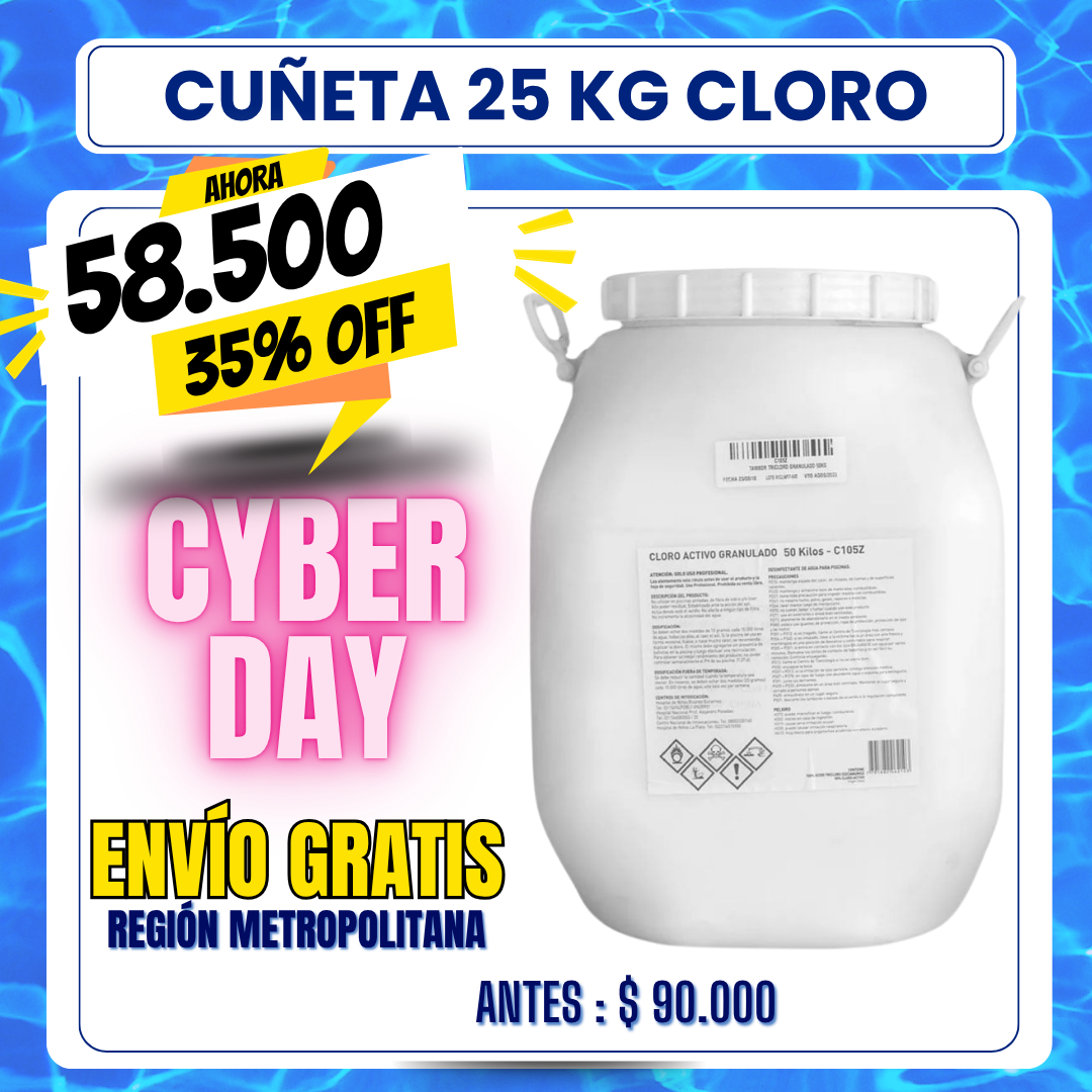 Cloro piscina granulado cuñeta 25 kg