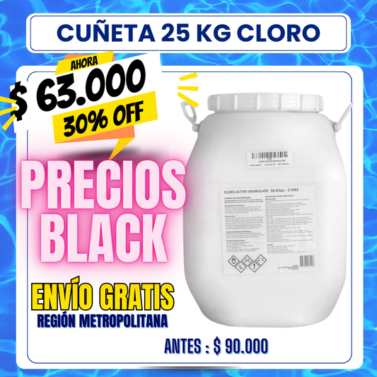 Cloro piscina granulado cuñeta 25 kg - 30% OFF