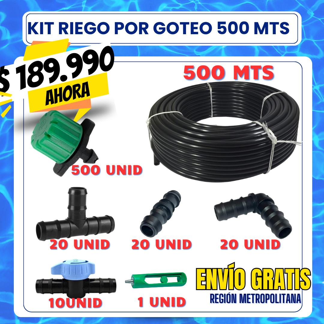 Kit riego por goteo 500 mts