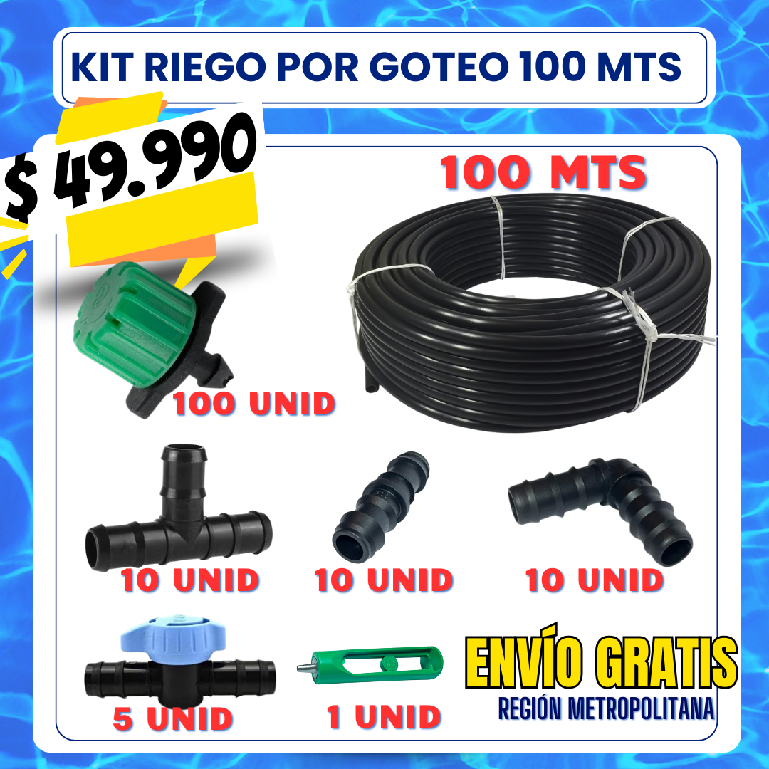 Kit riego por goteo 100 mts